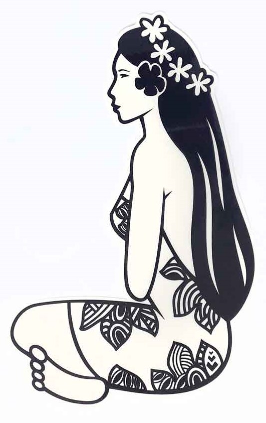 Adesivo Hinano Tahiti Tatuaggio Bianco e Nero Grande