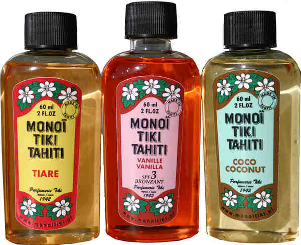 Lot mit 3 Monoi von Tahiti 60ml : Tiare Vanille Kokos