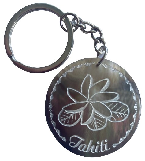 Tahitian Key-ring in Mother-of-Pearl - Tiare Flower